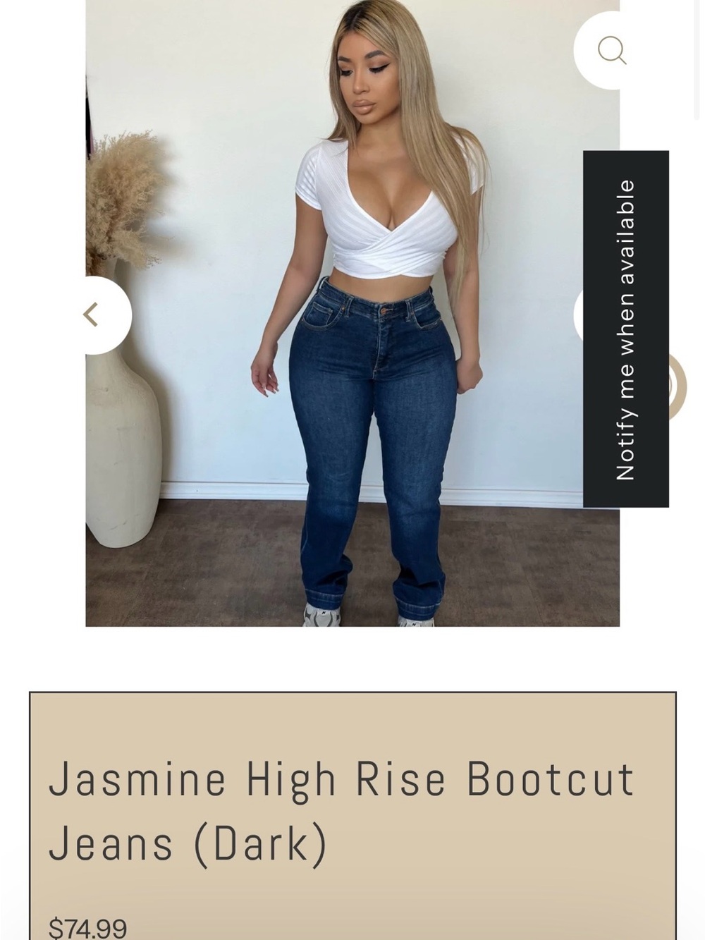 OOTDFash Jasmine High Rise Bootcut Jeans - Dark Blue